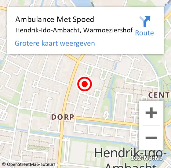 Locatie op kaart van de 112 melding: Ambulance Met Spoed Naar Hendrik-Ido-Ambacht, Warmoeziershof op 2 maart 2023 08:25