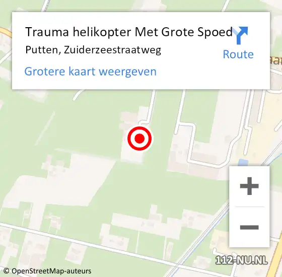 Locatie op kaart van de 112 melding: Trauma helikopter Met Grote Spoed Naar Putten, Zuiderzeestraatweg op 2 maart 2023 11:33