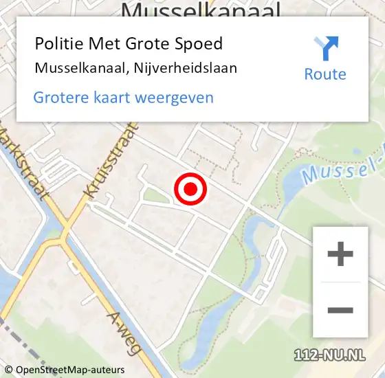 Locatie op kaart van de 112 melding: Politie Met Grote Spoed Naar Musselkanaal, Nijverheidslaan op 2 maart 2023 12:37