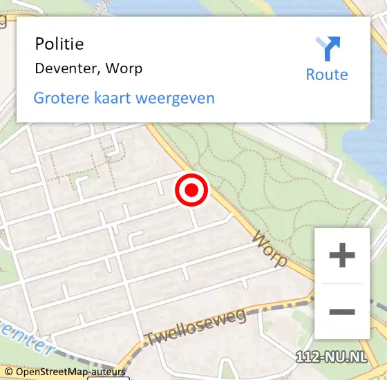 Locatie op kaart van de 112 melding: Politie Deventer, Worp op 2 maart 2023 14:48