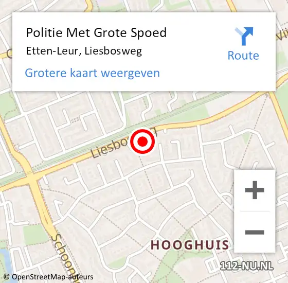 Locatie op kaart van de 112 melding: Politie Met Grote Spoed Naar Etten-Leur, Liesbosweg op 2 maart 2023 17:13