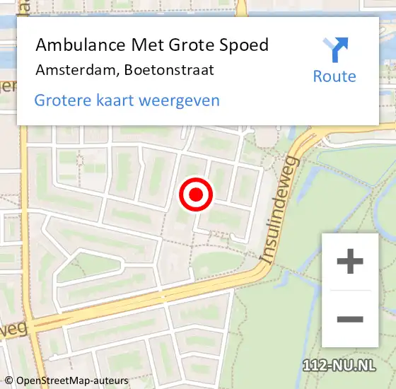 Locatie op kaart van de 112 melding: Ambulance Met Grote Spoed Naar Amsterdam, Boetonstraat op 2 maart 2023 17:24