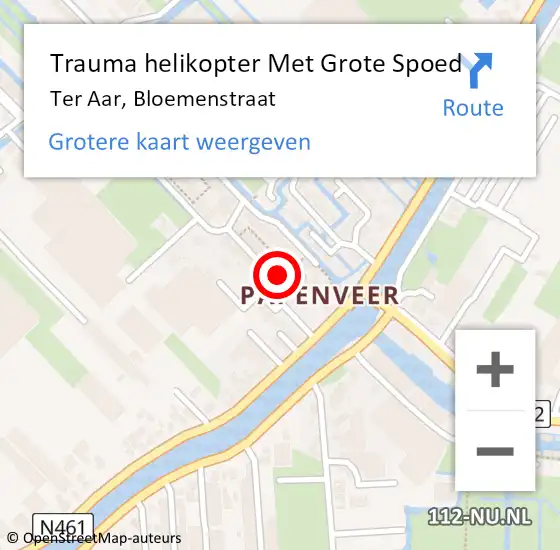 Locatie op kaart van de 112 melding: Trauma helikopter Met Grote Spoed Naar Ter Aar, Bloemenstraat op 2 maart 2023 17:57