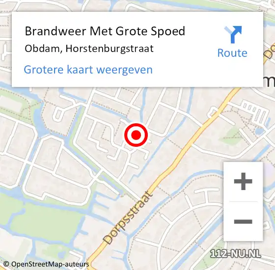 Locatie op kaart van de 112 melding: Brandweer Met Grote Spoed Naar Obdam, Horstenburgstraat op 2 maart 2023 18:03