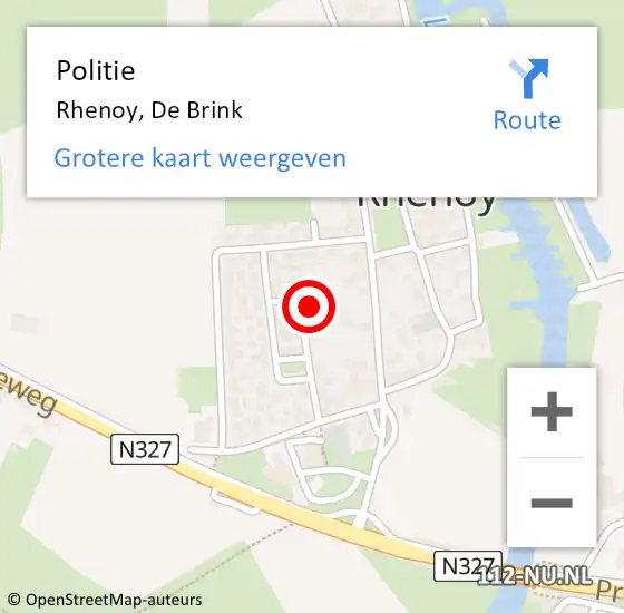 Locatie op kaart van de 112 melding: Politie Rhenoy, De Brink op 2 maart 2023 18:12