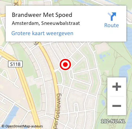 Locatie op kaart van de 112 melding: Brandweer Met Spoed Naar Amsterdam, Sneeuwbalstraat op 2 maart 2023 18:26
