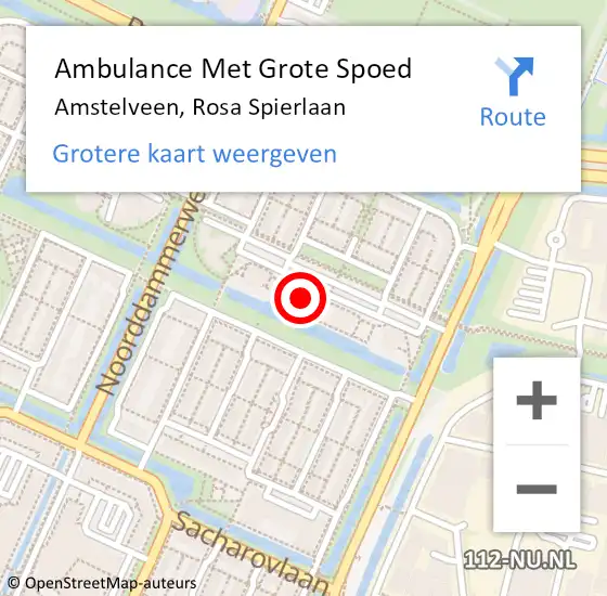 Locatie op kaart van de 112 melding: Ambulance Met Grote Spoed Naar Amstelveen, Rosa Spierlaan op 2 maart 2023 18:45