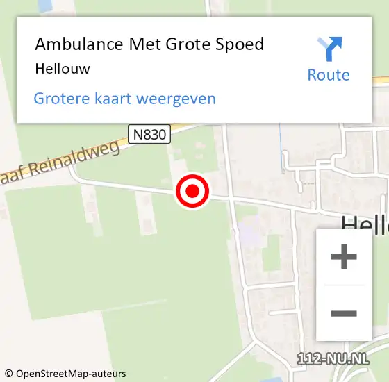 Locatie op kaart van de 112 melding: Ambulance Met Grote Spoed Naar Hellouw op 3 maart 2023 03:39