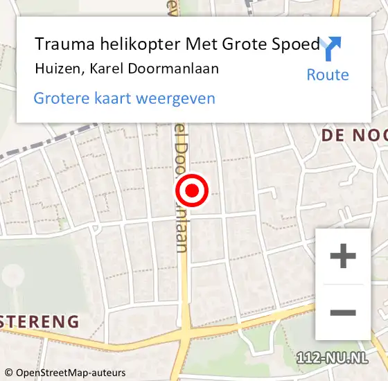 Locatie op kaart van de 112 melding: Trauma helikopter Met Grote Spoed Naar Huizen, Karel Doormanlaan op 3 maart 2023 05:56