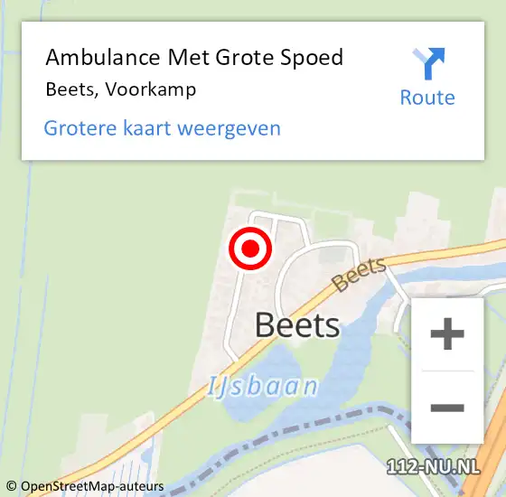Locatie op kaart van de 112 melding: Ambulance Met Grote Spoed Naar Beets, Voorkamp op 3 maart 2023 06:09