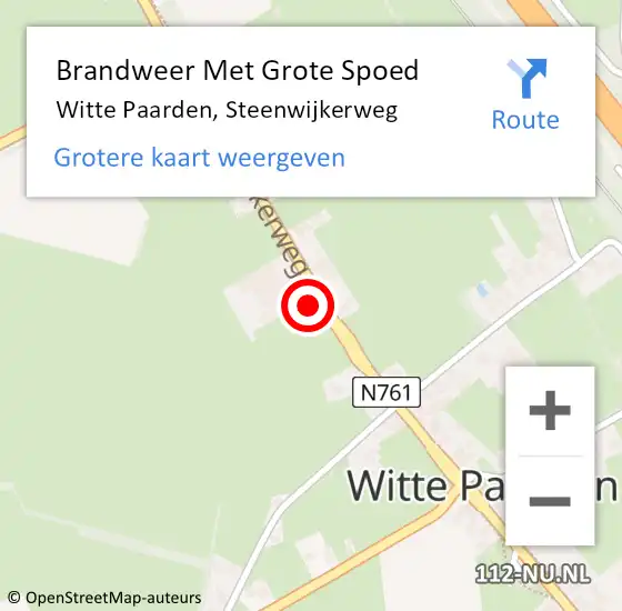 Locatie op kaart van de 112 melding: Brandweer Met Grote Spoed Naar Witte Paarden, Steenwijkerweg op 3 maart 2023 07:36