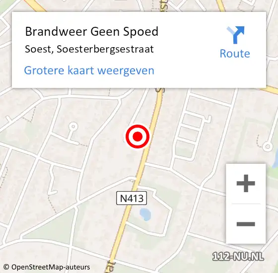 Locatie op kaart van de 112 melding: Brandweer Geen Spoed Naar Soest, Soesterbergsestraat op 3 maart 2023 08:42