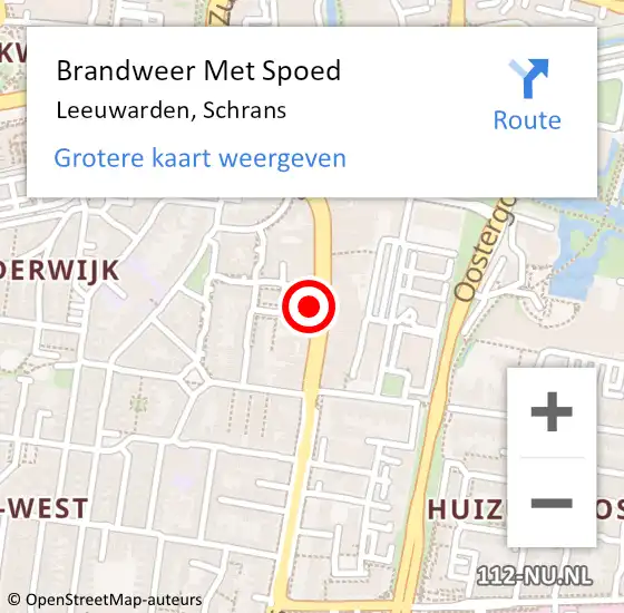 Locatie op kaart van de 112 melding: Brandweer Met Spoed Naar Leeuwarden, Schrans op 3 maart 2023 09:21
