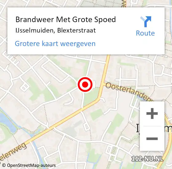 Locatie op kaart van de 112 melding: Brandweer Met Grote Spoed Naar IJsselmuiden, Blexterstraat op 17 augustus 2014 16:04