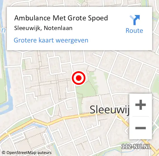 Locatie op kaart van de 112 melding: Ambulance Met Grote Spoed Naar Sleeuwijk, Notenlaan op 3 maart 2023 10:47