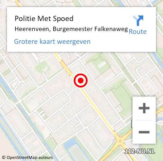 Locatie op kaart van de 112 melding: Politie Met Spoed Naar Heerenveen, Burgemeester Falkenaweg op 3 maart 2023 11:19