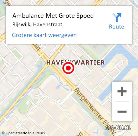 Locatie op kaart van de 112 melding: Ambulance Met Grote Spoed Naar Rijswijk, Havenstraat op 3 maart 2023 11:27