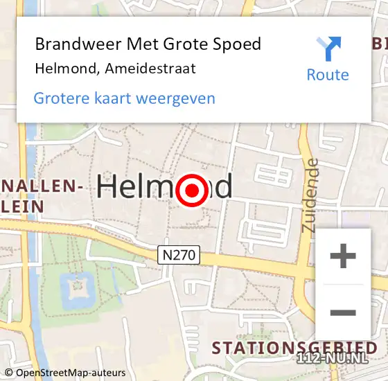 Locatie op kaart van de 112 melding: Brandweer Met Grote Spoed Naar Helmond, Ameidestraat op 3 maart 2023 12:35