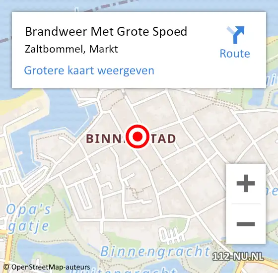 Locatie op kaart van de 112 melding: Brandweer Met Grote Spoed Naar Zaltbommel, Markt op 3 maart 2023 13:56
