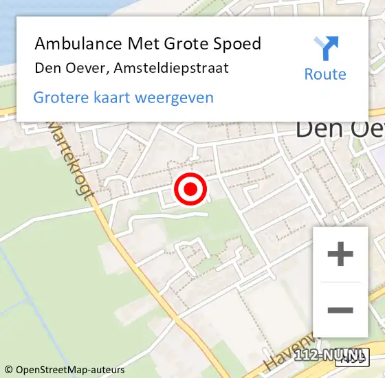 Locatie op kaart van de 112 melding: Ambulance Met Grote Spoed Naar Den Oever, Amsteldiepstraat op 3 maart 2023 14:25
