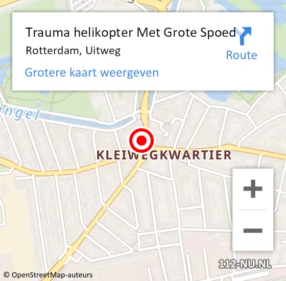 Locatie op kaart van de 112 melding: Trauma helikopter Met Grote Spoed Naar Rotterdam, Uitweg op 3 maart 2023 15:47