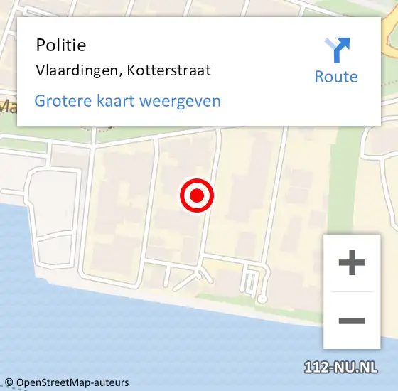 Locatie op kaart van de 112 melding: Politie Vlaardingen, Kotterstraat op 3 maart 2023 16:02