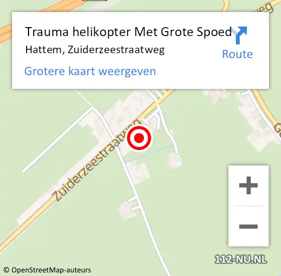 Locatie op kaart van de 112 melding: Trauma helikopter Met Grote Spoed Naar Hattem, Zuiderzeestraatweg op 3 maart 2023 17:33