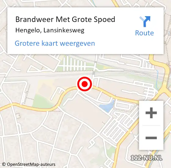 Locatie op kaart van de 112 melding: Brandweer Met Grote Spoed Naar Hengelo, Lansinkesweg op 3 maart 2023 18:05