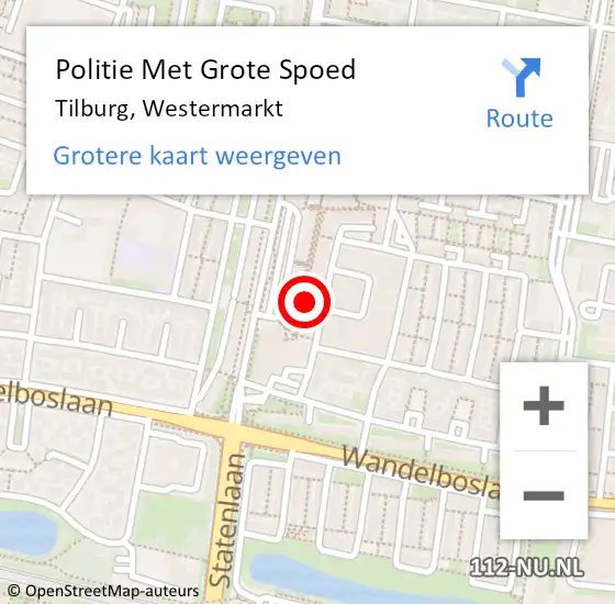 Locatie op kaart van de 112 melding: Politie Met Grote Spoed Naar Tilburg, Westermarkt op 3 maart 2023 18:07
