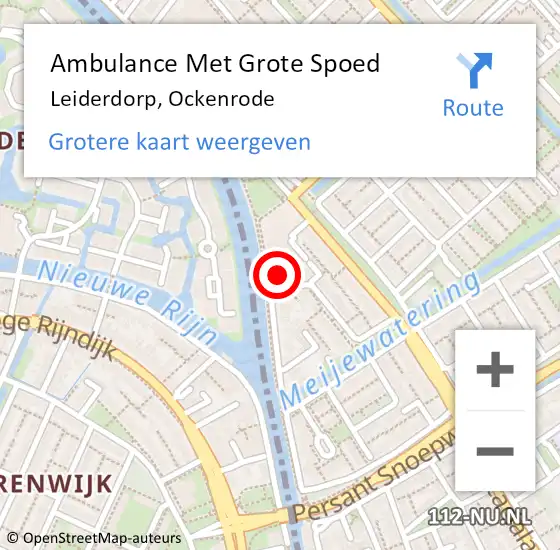 Locatie op kaart van de 112 melding: Ambulance Met Grote Spoed Naar Leiderdorp, Ockenrode op 3 maart 2023 19:47