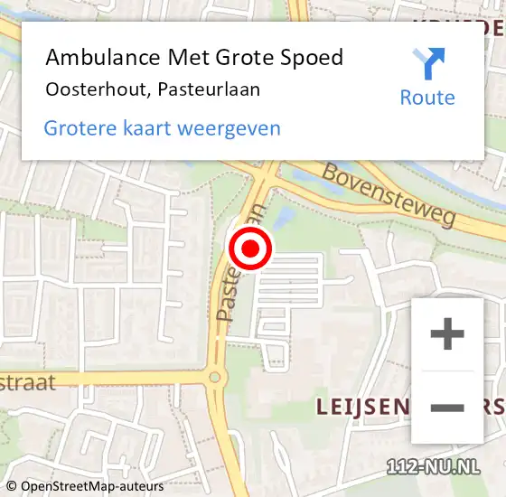 Locatie op kaart van de 112 melding: Ambulance Met Grote Spoed Naar Oosterhout, Pasteurlaan op 3 maart 2023 20:21
