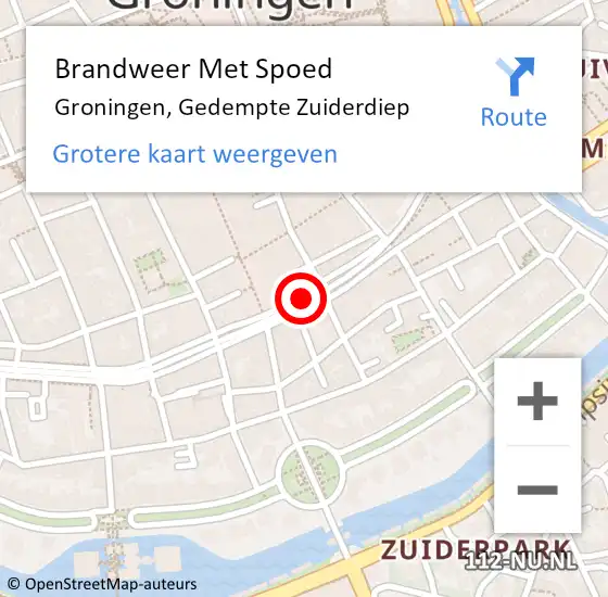 Locatie op kaart van de 112 melding: Brandweer Met Spoed Naar Groningen, Gedempte Zuiderdiep op 17 augustus 2014 17:45