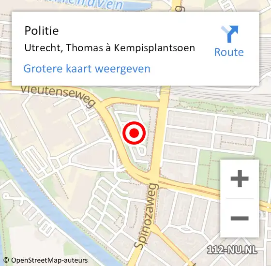 Locatie op kaart van de 112 melding: Politie Utrecht, Thomas à Kempisplantsoen op 3 maart 2023 21:19
