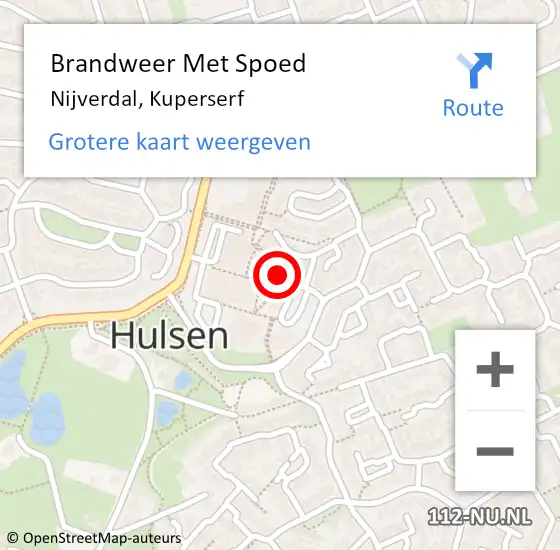 Locatie op kaart van de 112 melding: Brandweer Met Spoed Naar Nijverdal, Kuperserf op 3 maart 2023 21:28