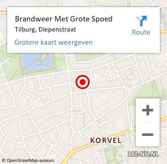 Locatie op kaart van de 112 melding: Brandweer Met Grote Spoed Naar Tilburg, Diepenstraat op 3 maart 2023 22:14