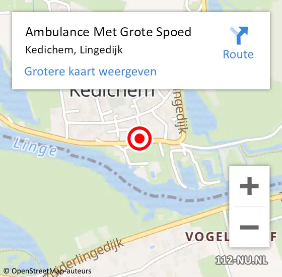 Locatie op kaart van de 112 melding: Ambulance Met Grote Spoed Naar Kedichem, Lingedijk op 4 maart 2023 00:55