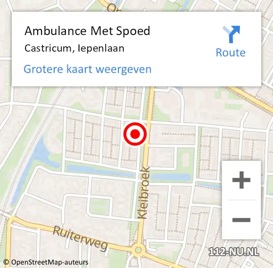 Locatie op kaart van de 112 melding: Ambulance Met Spoed Naar Castricum, Iepenlaan op 4 maart 2023 02:11