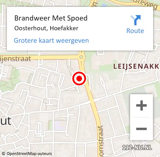 Locatie op kaart van de 112 melding: Brandweer Met Spoed Naar Oosterhout, Hoefakker op 4 maart 2023 03:20