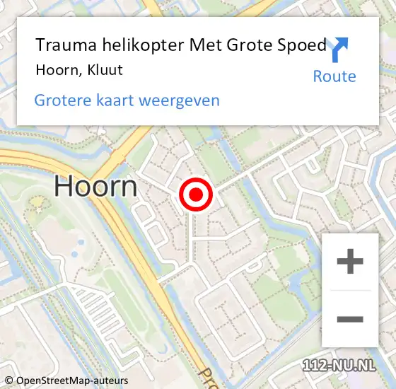 Locatie op kaart van de 112 melding: Trauma helikopter Met Grote Spoed Naar Hoorn, Kluut op 4 maart 2023 09:33