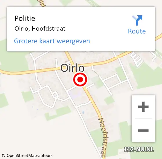 Locatie op kaart van de 112 melding: Politie Oirlo, Hoofdstraat op 4 maart 2023 13:25