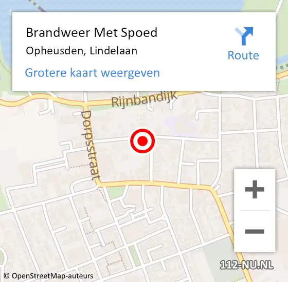 Locatie op kaart van de 112 melding: Brandweer Met Spoed Naar Opheusden, Lindelaan op 4 maart 2023 14:32