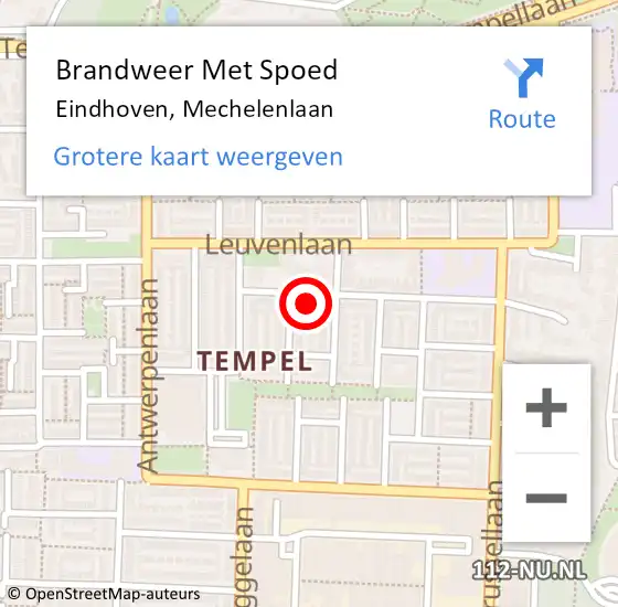 Locatie op kaart van de 112 melding: Brandweer Met Spoed Naar Eindhoven, Mechelenlaan op 4 maart 2023 15:02