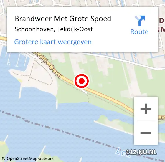 Locatie op kaart van de 112 melding: Brandweer Met Grote Spoed Naar Schoonhoven, Lekdijk-Oost op 4 maart 2023 15:19