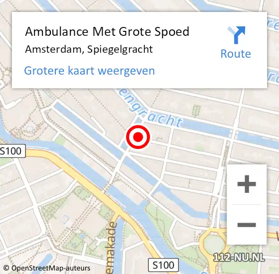 Locatie op kaart van de 112 melding: Ambulance Met Grote Spoed Naar Amsterdam, Spiegelgracht op 4 maart 2023 17:01