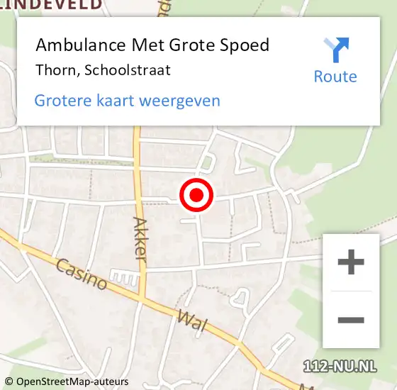Locatie op kaart van de 112 melding: Ambulance Met Grote Spoed Naar Thorn, Schoolstraat op 4 maart 2023 19:47