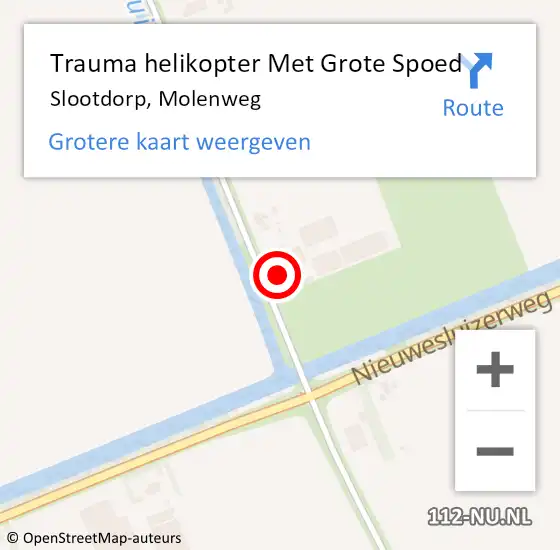 Locatie op kaart van de 112 melding: Trauma helikopter Met Grote Spoed Naar Slootdorp, Molenweg op 4 maart 2023 21:49