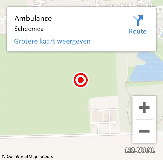 Locatie op kaart van de 112 melding: Ambulance Scheemda op 4 maart 2023 23:52