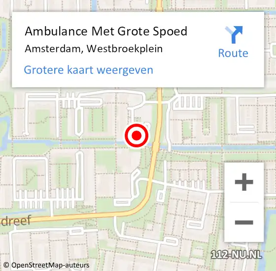 Locatie op kaart van de 112 melding: Ambulance Met Grote Spoed Naar Amsterdam, Westbroekplein op 5 maart 2023 00:09