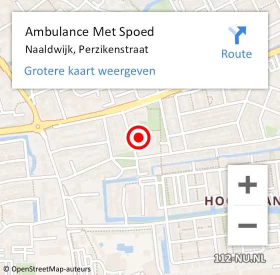 Locatie op kaart van de 112 melding: Ambulance Met Spoed Naar Naaldwijk, Perzikenstraat op 5 maart 2023 02:44