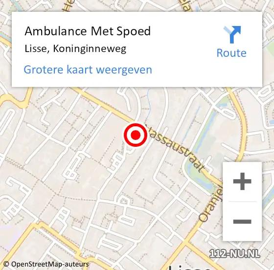 Locatie op kaart van de 112 melding: Ambulance Met Spoed Naar Lisse, Koninginneweg op 5 maart 2023 08:32